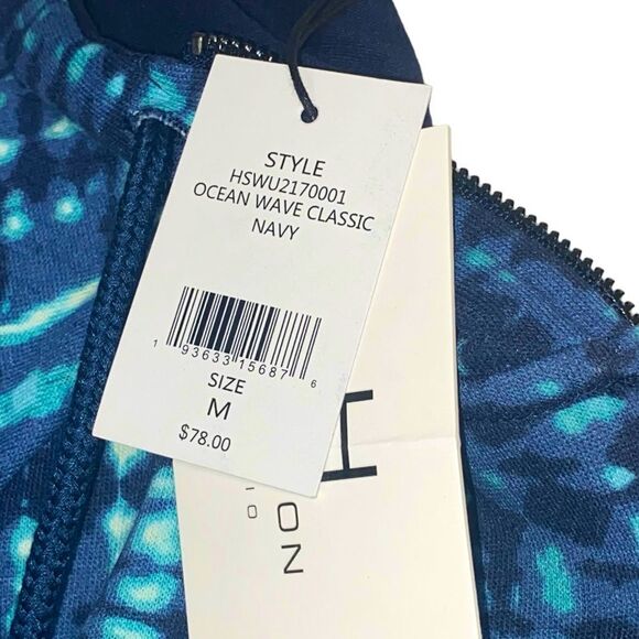 H by Halston Wm’s Sz Med Ocean Wave Classic Navy Zipper Hoodie Sweat Jacket - Picture 5 of 5